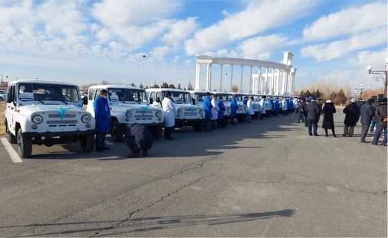10 декабря 2021г. аким Кызылординской области Г.Н. Абдыкаликова, в торжественной обстановке вручила ключи от 15 новых автомобилей УАЗ «Хантер»